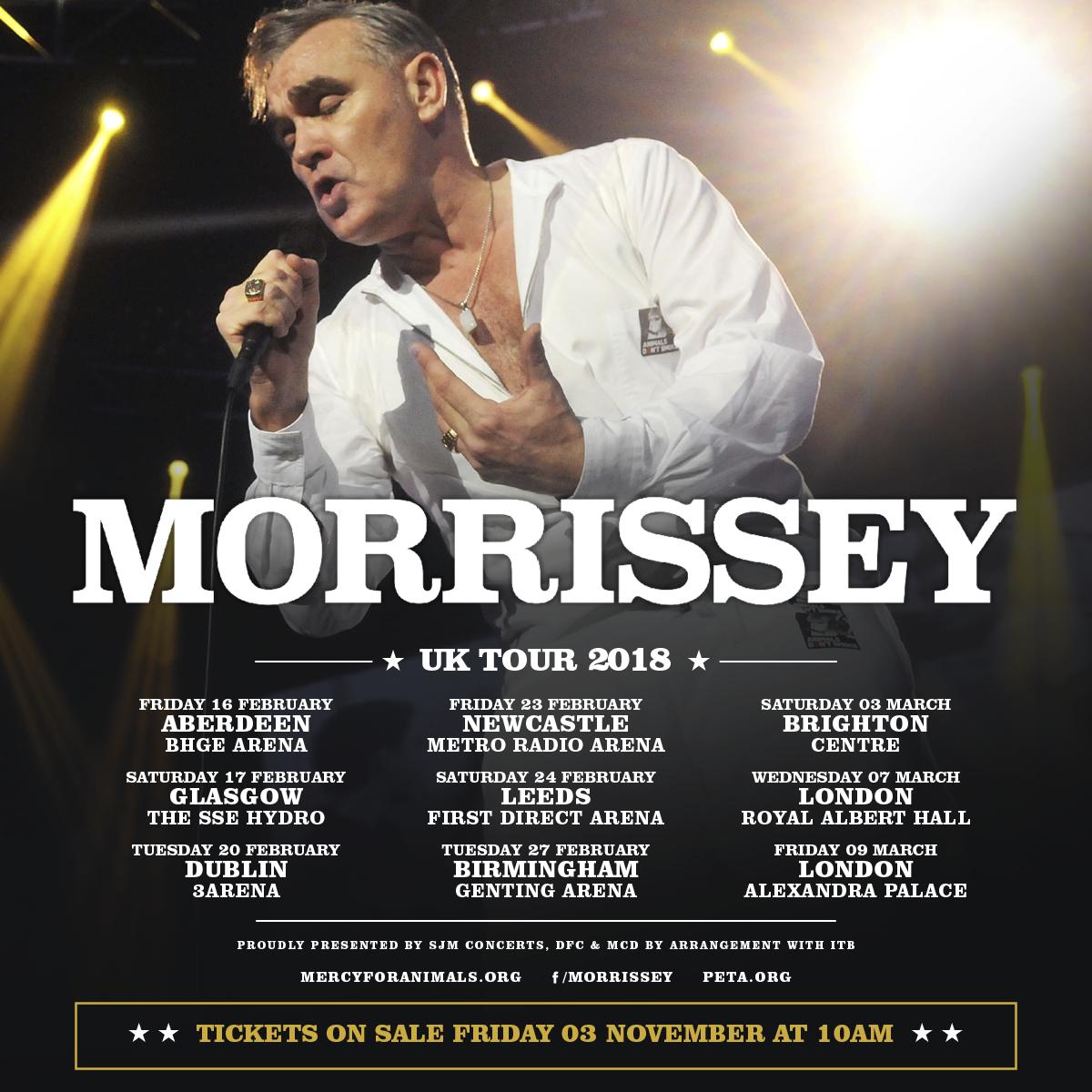 2018 UK tour announced Morrisseysolo